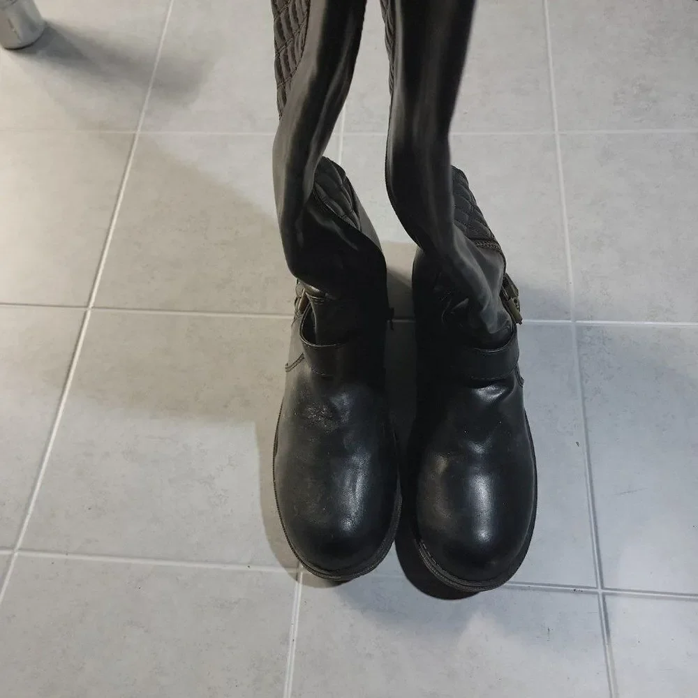 Bongo Womens Anderson Black Leather Round Toe Knee High Riding Boot Size US 10 M